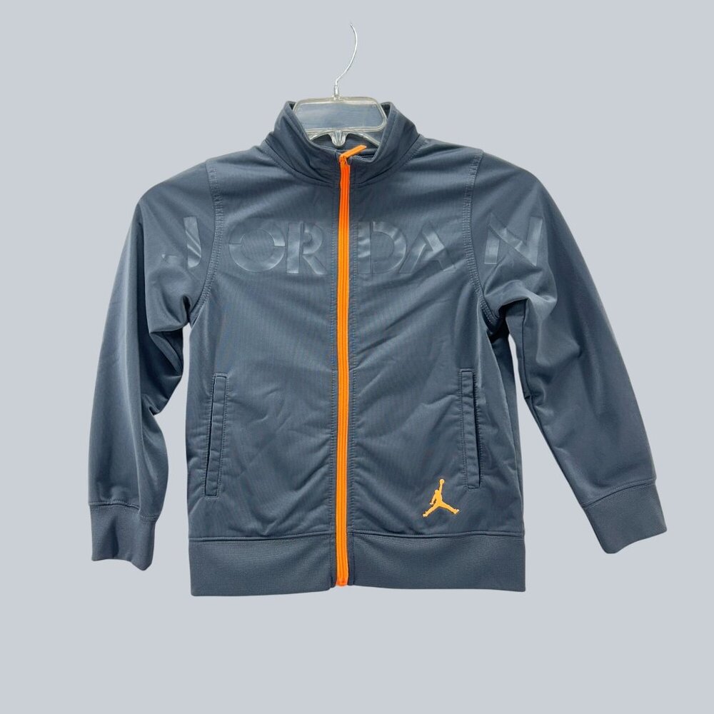 Air Jordan Kids Full-Zip Jacket Gray With Orange Accents Size S (8-10 Yrs)